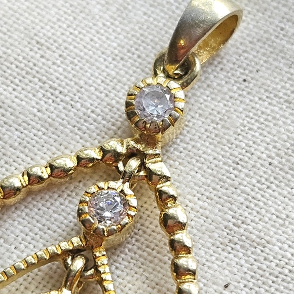 Gold over sterling CZ & druzy pendant - Picture 3 of 10